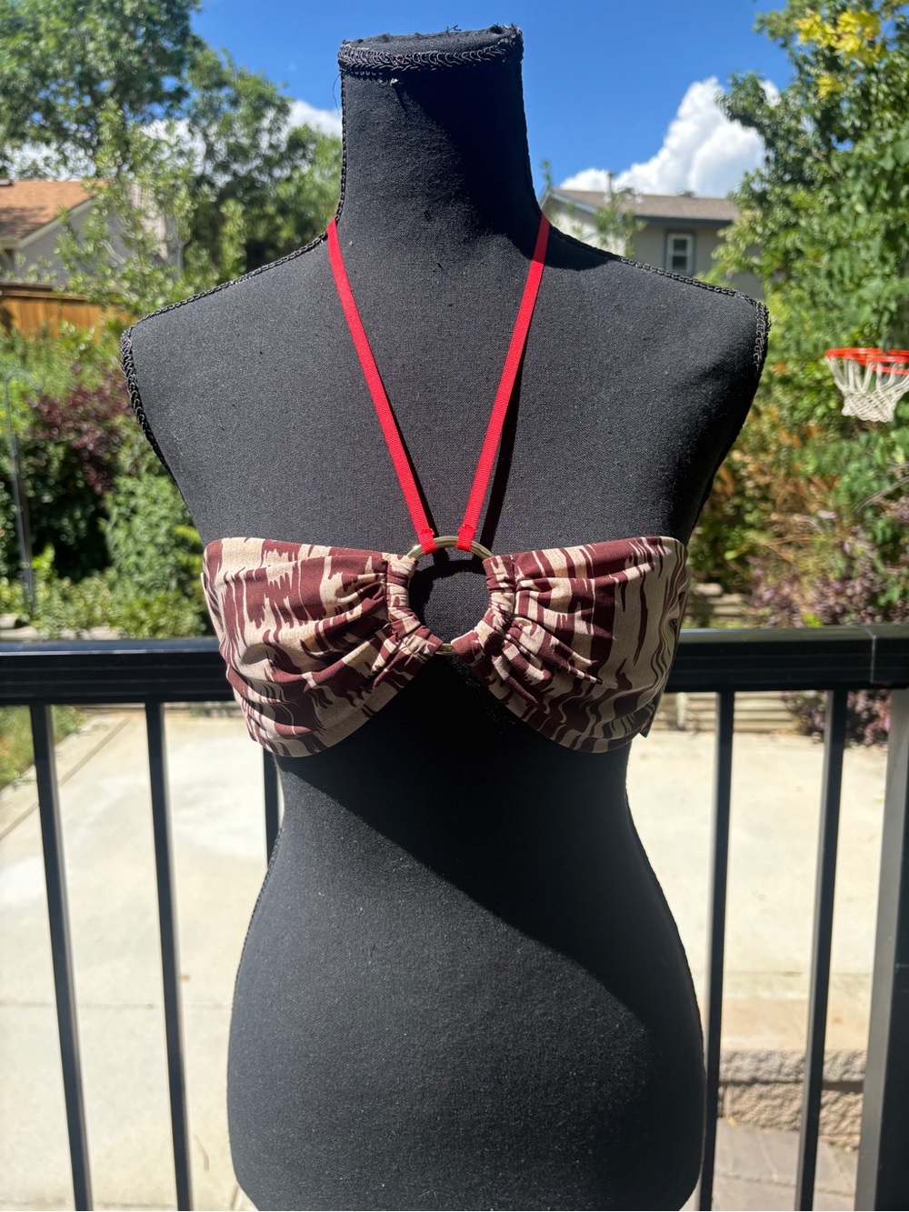 One of a Kind Designer Exotic Strappy Bandeau Bikini Top Y2K